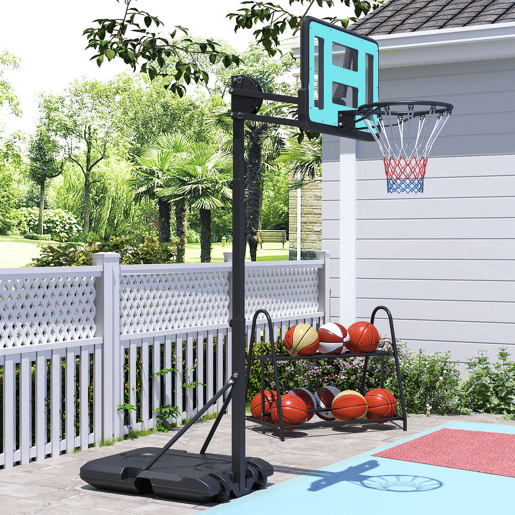 SPORTNOW Cesto de Basquetebol para Exterior, Altura Ajustável 146-236 cm, Cesto Portátil com Rodas, 2 Ajustes de Altura, Base Preenchível para Adolescentes e Adultos, Uso Interior e Exterior