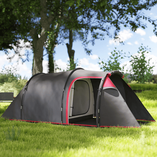 Outsunny Tenda de Campismo para 2-3 Pessoas Tenda de Campismo Dobrável à Prova d'Agua e à Prova de UV 20+ com Vestíbulo 426x206x154 cm Cinza Escuro