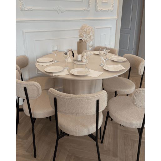 Mesa de jantar NEWELL Creme claro 120 cm 120 cm Mesa de jantar NEWELL Creme claro 120 cm 120 cm