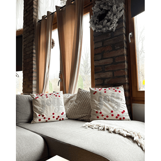 Conjunto de 2 almofadas decorativas PRALINE Veludo 45 x 45 cm Branco Padrão natalicio