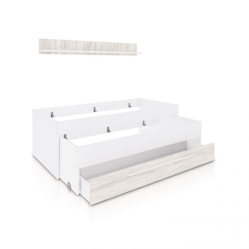 Cama doble juvenil con estante Nuit Branco Artik (Branco mate) - Branco Velho 199 x 65 x 96 cm