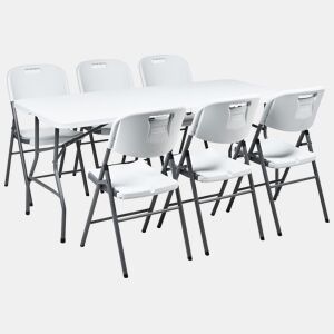 Conjunto de refeições de jardim 6 lugares CUGNOLI Dobrável Branco
