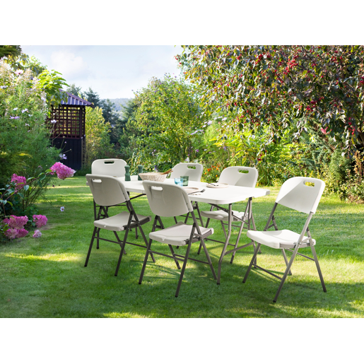 Conjunto de refeições de jardim 6 lugares CUGNOLI Dobrável Branco