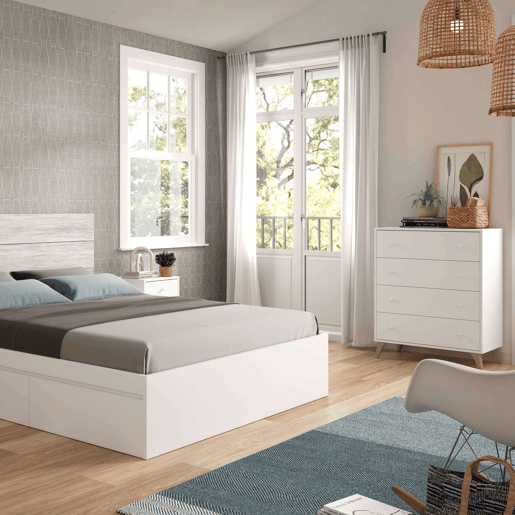 Gaveta de cama arrumada branca e barro 22x198x93 cm Gaveta de cama arrumada branca e barro 22x198x93 cm