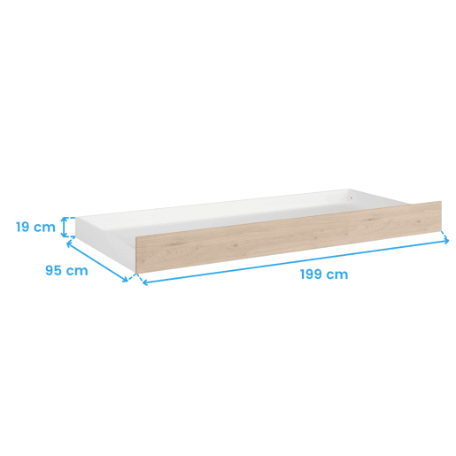 Cama Fantasia Gaveta Inferior Jackson Carvalho e Cor Branca 199x19x95 cm