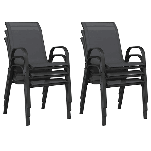 vidaXL Cadeiras de jardim empilháveis 6 pcs textilene preto vidaXL Cadeiras de jardim empilháveis 6 pcs textilene preto