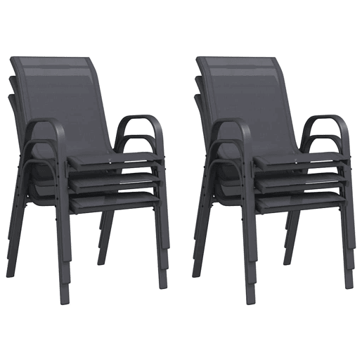 vidaXL Cadeiras de jardim empilháveis 6 pcs textilene cinzento