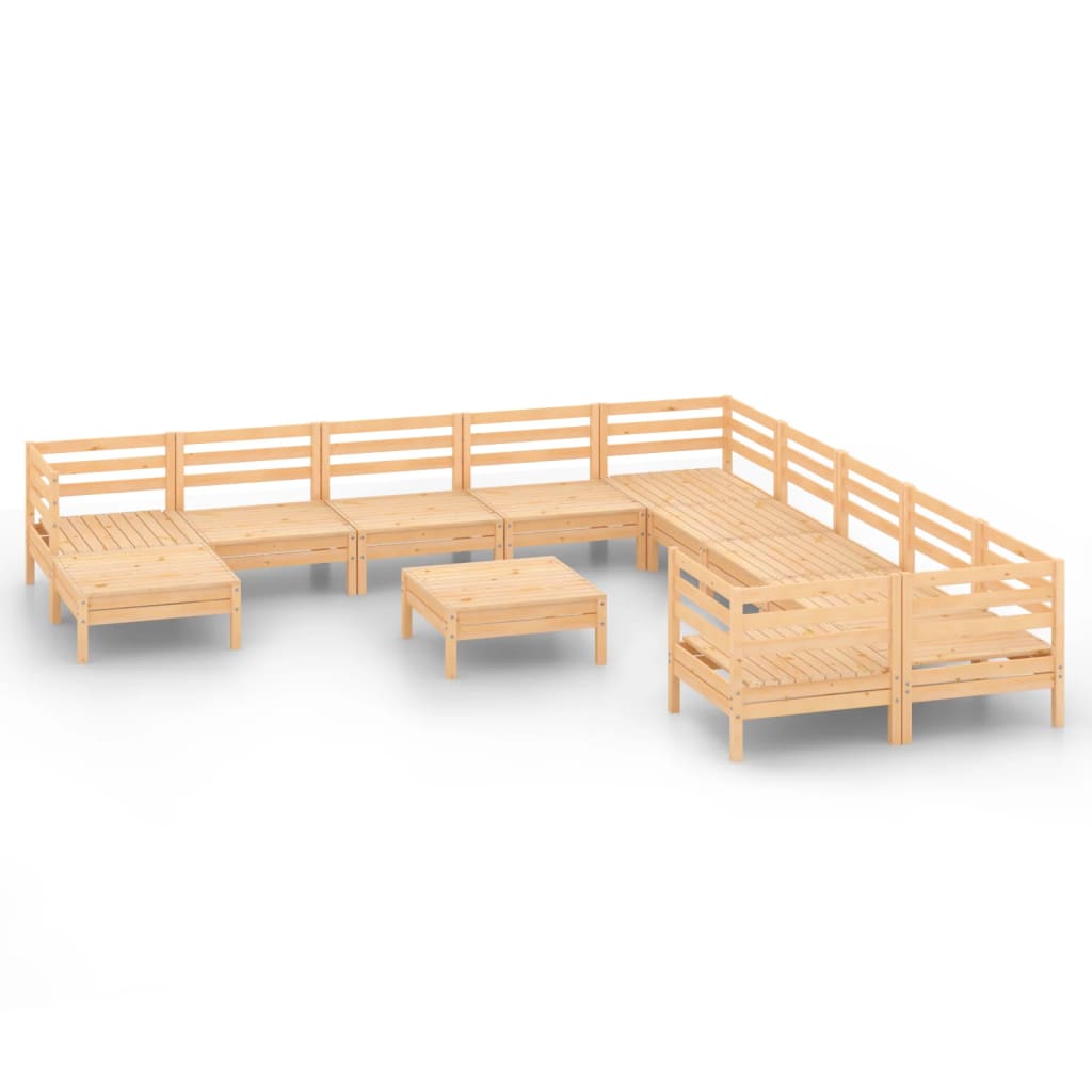 Juego de muebles de jardín 12 piezas madera maciza de pino