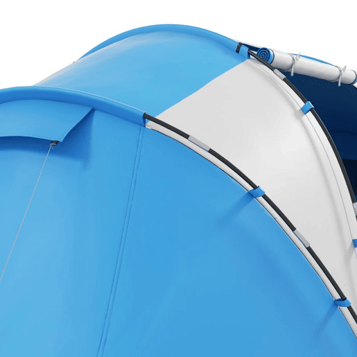 Outsunny Tenda de Campismo Familiar para 4 Pessoas Tenda de Campismo Dobrável com Bolsa de Transporte Impermeável para Praia Parque 430x240x170 cm Azul e Branco