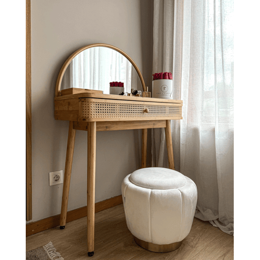 Pufe IRVING Veludo Branco 43 cm 43 cm 37 cm