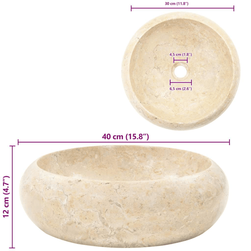 vidaXL Lavatório 40x12 cm mármore creme vidaXL Lavatório 40x12 cm mármore creme