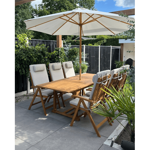 Conjunto de refeições de jardim 6 lugares JAVA PREMIUM Madeira de acácia Taupe
