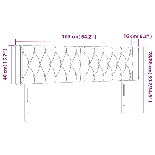 vidaXL Cabeceira de cama c abas tecido 163x16x7888 cm preto