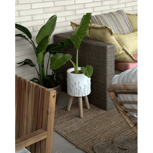 Vaso alto para plantas PREWEZA 23 cm Branco creme