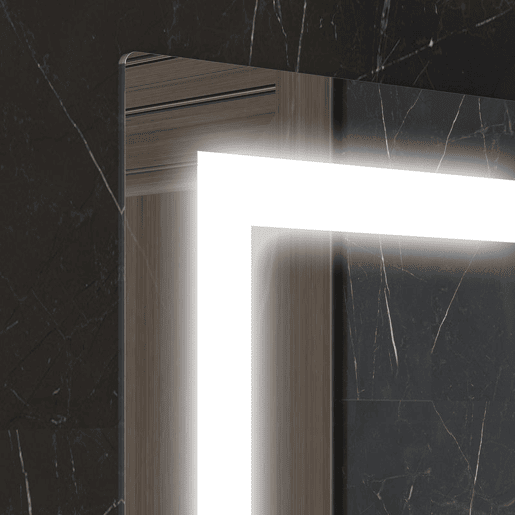 kleankin Espelho de Casa de Banho com Luzes LED 50x70 cm Espelho para Casa de Banho com Moldura de Alumínio, Interruptor Tátil e Prateleira de Vidro para Sala de Estar, Entrada, Prata.