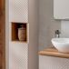Conjunto mueble lavabo individual 2 puertas y columna Manoa Conjunto mueble lavabo individual 2 puertas y columna Manoa Madera