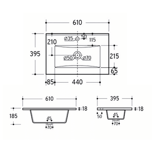 Conjunto móvel lavatório simples embutido 60cm 2 portas e coluna Manoa Caxemira e Madeira