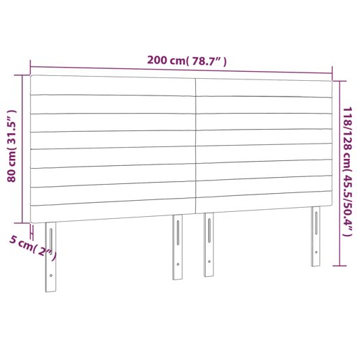 vidaXL Cabeceira cama c LED tecido 200x5x118128 cm cinza-acastanhado