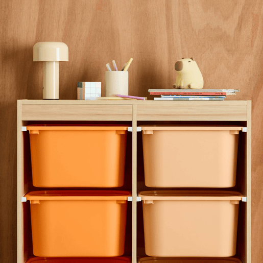 Móvel de armazenamento infantil 6 caixas de armazenamento, Sora, Laranja, 81.5x30x89 cm
