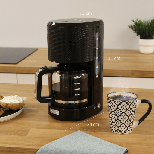 Briebe SKT1188BLK Elegance Set Máquina de Café Filtro 10 Chávenas + Espumador de Leite Elétrico 4 em 1, 1000, Preto