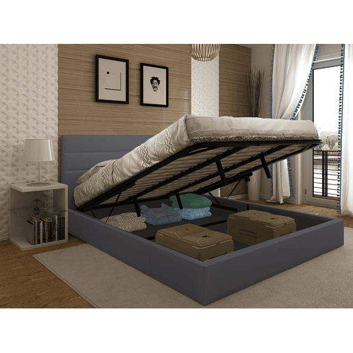 Cama de Casal Starlight, Estrado Elevatório (Cinza)(200×180 cm)