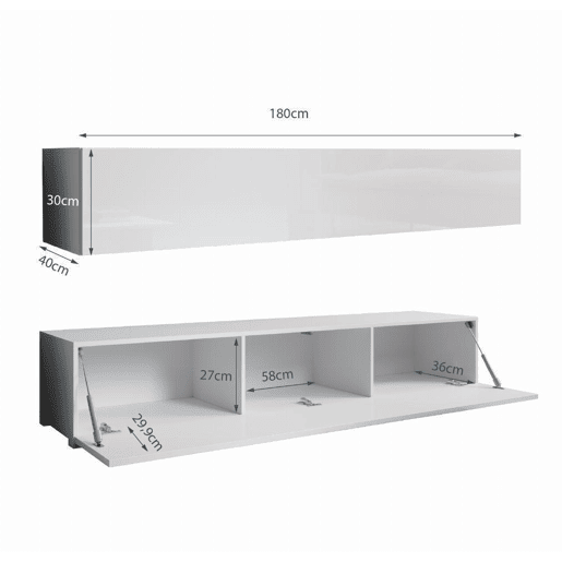 Móvel TV Sala de estar e jantar Branco 180x40x30 1 porta Aitana M2 Muebles Bonitos
