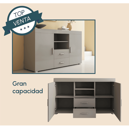 Aparador Sala de estar e jantar Cinzento 140x40x80 2 portas 2 gavetas Roque Muebles Bonitos Aparador Sala de estar e jantar Cinzento 140x40x80 2 portas 2 gavetas Roque Muebles Bonitos