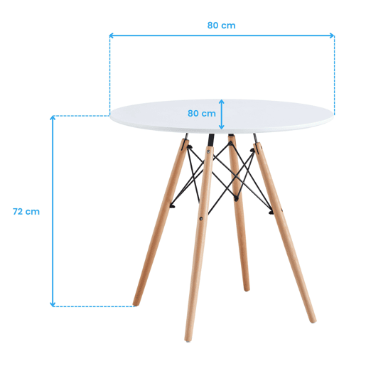 Conjunto de mesa redonda com 2 cadeiras de cozinha, móveis de cozinha, estilo moderno na cor branco fosco