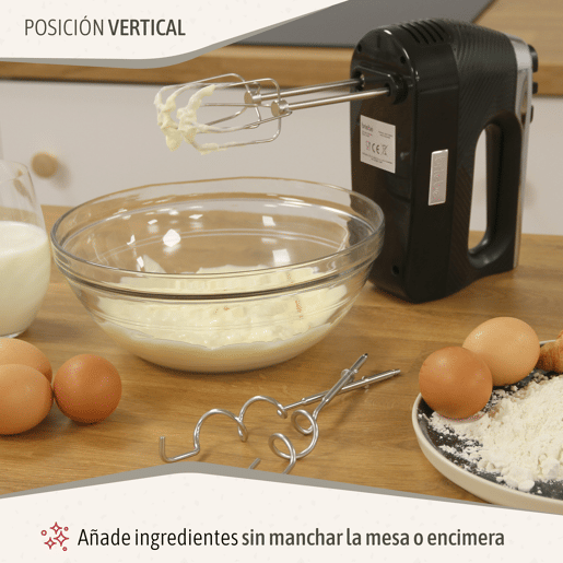 Briebe HM1174BLK Elegance Batedor Misturador Especial Pastelaria, 5 Velocidades + Turbo, Acessórios Aço Inoxidável, 400, Preto