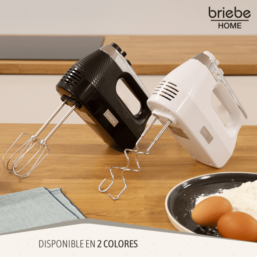 Briebe HM1174WHT Elegance Batedor Misturador Especial Pastelaria, 5 Velocidades + Turbo, Acessórios Aço Inoxidável, 400, Branco