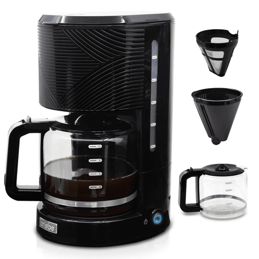 Briebe CM1171BLK Elegance Máquina de Café Filtro 10 Chávenas, Filtro Reutilizável Função Keep Warm, Anti-gotejamento 1,25L, 1000, Preto