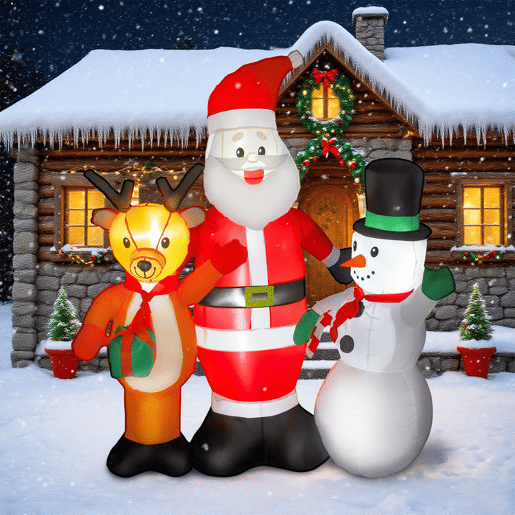 Outsunny Pai Natal Insuflável 150 cm com Rena e Boneco de Neve Decoração de Natal Insuflável com Luzes LED Inflador Elétrico para Exterior Jardim Relvado 150x45x150 cm Multicor