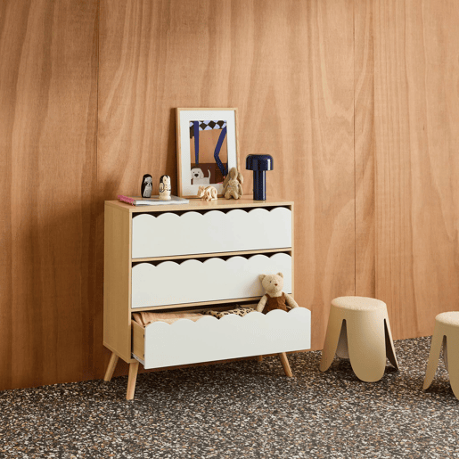 Cômoda infantil efeito madeira 3 gavetas Branco - 80x30x79 cm Cômoda infantil efeito madeira 3 gavetas Branco - 80x30x79 cm