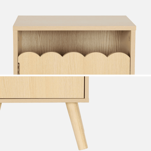 Mesa de cabeceira infantil decor madeira 1 porta, Azur, Natural, 34x23.5x52 cm Mesa de cabeceira infantil decor madeira 1 porta, Azur, Natural, 34x23.5x52 cm
