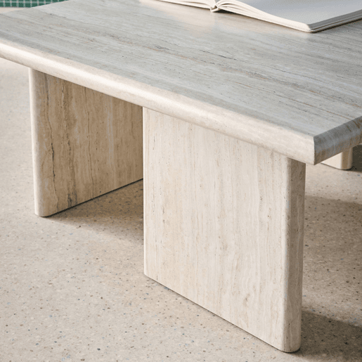 Mesa de centro quadrada, Tilos, Effet travertin, 80x80x36 cm Mesa de centro quadrada, Tilos, Effet travertin, 80x80x36 cm
