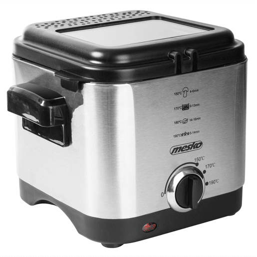 Mesko MS4910 Fritadeira Eléctrica a óleo 1,5 Litros Pequena, Frigideira Antiaderente, Filtro Anti-odor, 900,