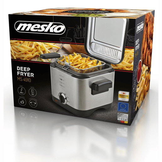 Mesko MS4910 Fritadeira Eléctrica a óleo 1,5 Litros Pequena, Frigideira Antiaderente, Filtro Anti-odor, 900,