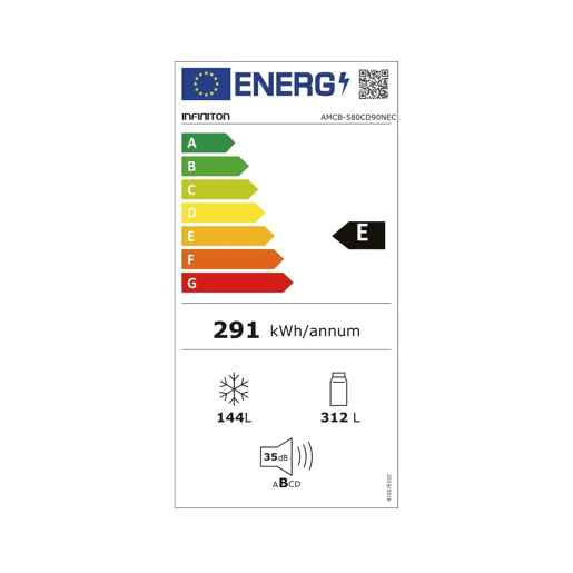Frigorífico Americano Infiniton AMCB-580CD90NEC u2013 456 L, Slot-In, Cristal Preto