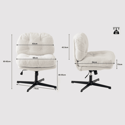 Cadeira De Escritório Giratória Ergonômica Com Encosto Acolchoado E Assento Macio Em Tecido Branco, Estilo Moderno Confortável Para Escritório Ou Home Office, Ideal Para Trabalho Diário