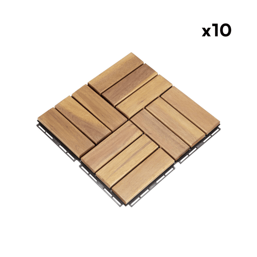 Conjunto de ladrilhos de madeira para pátio de 30x30cm, Sarrafo, Madeira, 30x30x1.9 cm