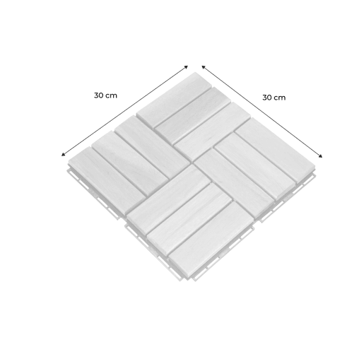 Conjunto de ladrilhos de madeira para pátio de 30x30cm, Sarrafo, Madeira, 30x30x1.9 cm