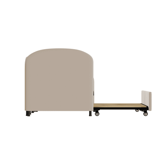 Sofá-cama tamanho twin - com gavetas de arrumação, estofado em veludo - bege Sofá-cama tamanho twin - com gavetas de arrumação, estofado em veludo - bege