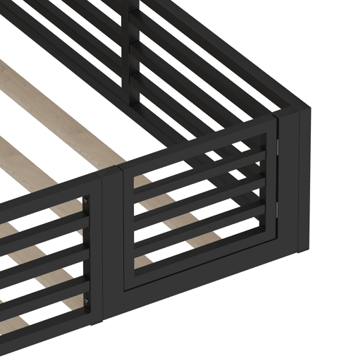 Cama plataforma 140x200cm - Com arrumação, com estrado, sem colchão, com grade - Preto Cama plataforma 140x200cm - Com arrumação, com estrado, sem colchão, com grade - Preto