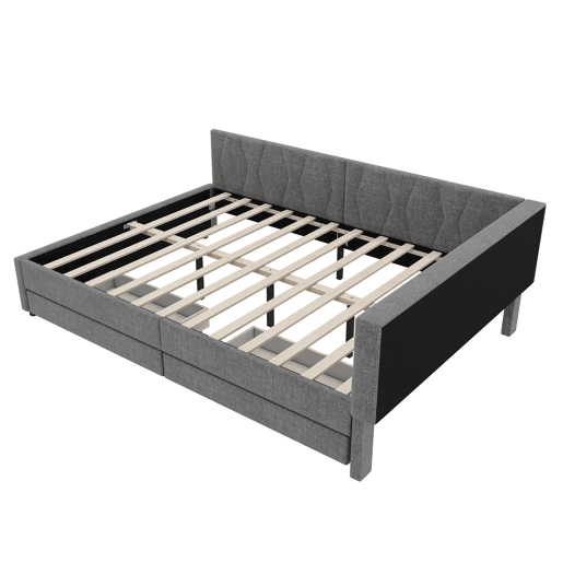 Cama de 140x200 cm - Cama convertÃvel, armazenamento com 2 gavetas, luz LED ambiente, USB+Tipo C, com estrado - Cinza Cama de 140x200 cm - Cama convertÃvel, armazenamento com 2 gavetas, luz LED ambiente, USB+Tipo C, com estrado - Cinza