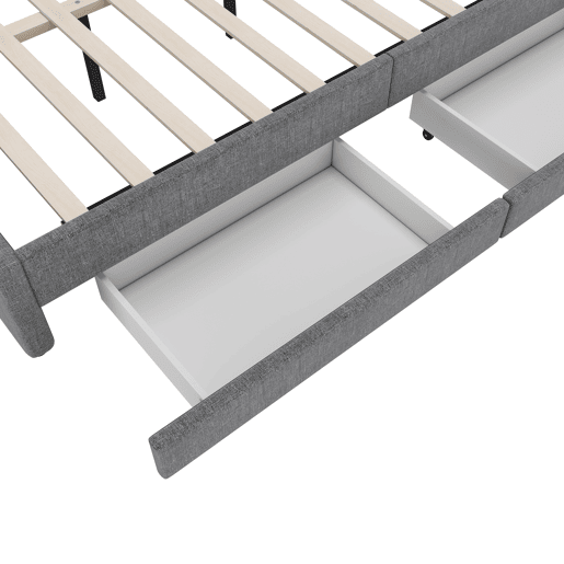 Cama de 140x200 cm - Cama convertÃvel, armazenamento com 2 gavetas, luz LED ambiente, USB+Tipo C, com estrado - Cinza Cama de 140x200 cm - Cama convertÃvel, armazenamento com 2 gavetas, luz LED ambiente, USB+Tipo C, com estrado - Cinza