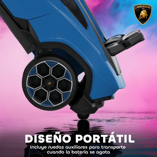 AIYAPLAY Carro Elétrico para Crianças acima de 3 Anos Lamborghini Infantil a Bateria 12V com Controlo Remoto 2,4G Motor Duplo Rodas com Suspensão Portas Estilo Tesoura Faróis Música USB 101,5x49x43 cm Azul