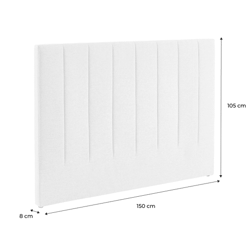 Cabeceira para cama de casal revestimento em tecido, 140cm, Cole, Cinza Claro, 150x8x105 cm