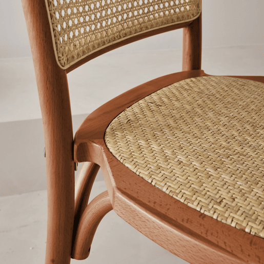 Vintage cadeira de madeira e rattan, set de 2, Montparnasse, Madeira de nogueira, 44.5x48x89.5 cm Vintage cadeira de madeira e rattan, set de 2, Montparnasse, Madeira de nogueira, 44.5x48x89.5 cm