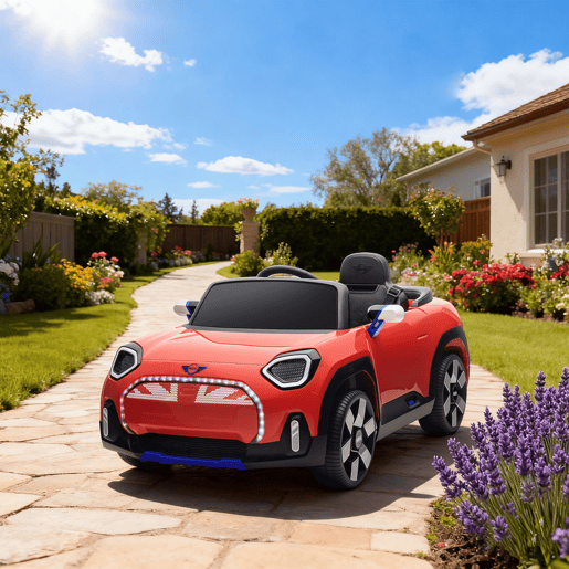 AIYAPLAY Carro Elétrico para Crianças acima de 3 Anos MINI Concept Aceman Carro a Bateria 12V com Bluetooth Controlo Remoto 2,4G Motor Duplo Suspensão Traseira Faróis Música USB 109x63x46 cm Vermelho