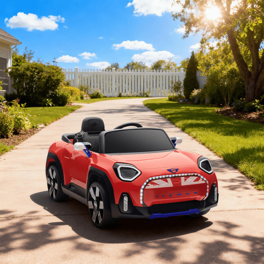 AIYAPLAY Carro Elétrico para Crianças acima de 3 Anos MINI Concept Aceman Carro a Bateria 12V com Bluetooth Controlo Remoto 2,4G Motor Duplo Suspensão Traseira Faróis Música USB 109x63x46 cm Vermelho